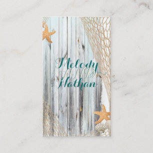 Rustic Beach Starfish Wedding Website Card Begleitkarte