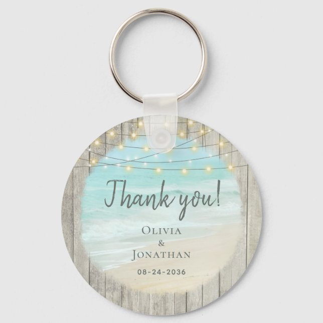 Rustic Beach Wood Coastal Wedding Favor Thank You  Schlüsselanhänger (Vorderseite)
