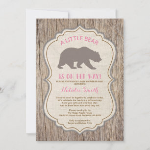Rustic Bear Baby Shooter by Mail Invitation Girl Einladung