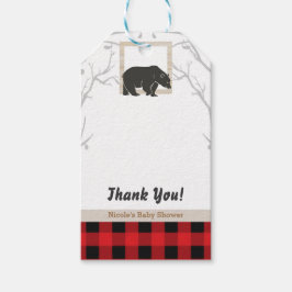 Rustic Bear Kariert Baby Dusche Party Gastgeschenk Geschenkanhänger