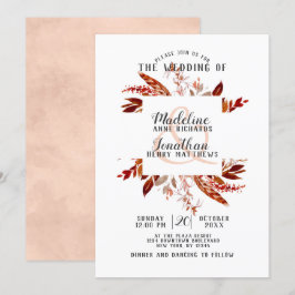 Rustic Beauty Boho Chic Fall Wreath Wedding Einladung