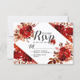 Rustic Beauty Floral Diamond Wedding RSVP Reaktion