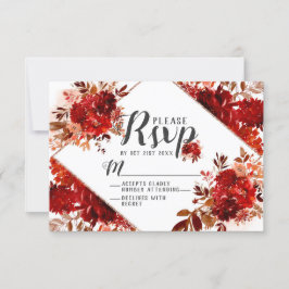 Rustic Beauty Floral Diamond Wedding RSVP Reaktion Karte