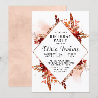 Rustic Beauty Floral Geburtstagsparty Einladung