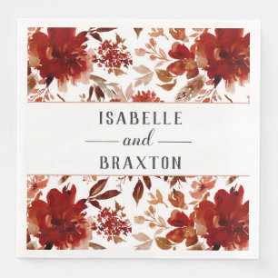 Rustic Beauty Floral Gerahmt Fall Monogram Wedding Serviette