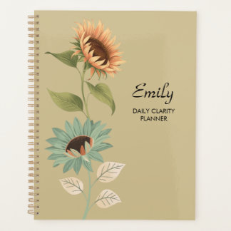 Rustic Beige Sunflower Daily Clarity Planner Planer