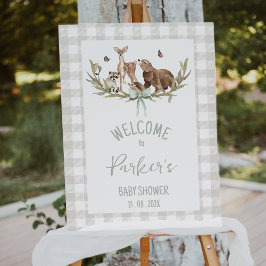 Rustic Beige Woodland Baby Shower Welcome Sign Fotodruck