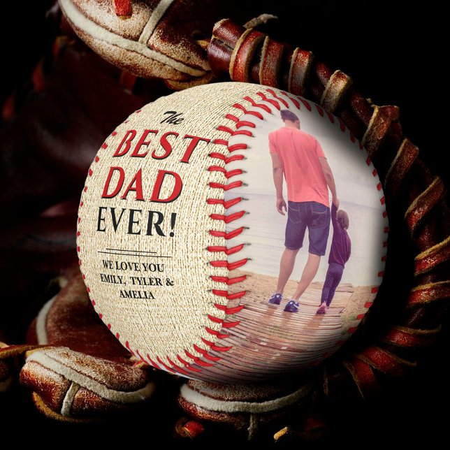 Rustic Best Dad Ever Father`s Day Photo Collage Baseball (Von Creator hochgeladen)