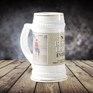 Rustic Best Dad Ever Foto zum Vatertag  Bierglas