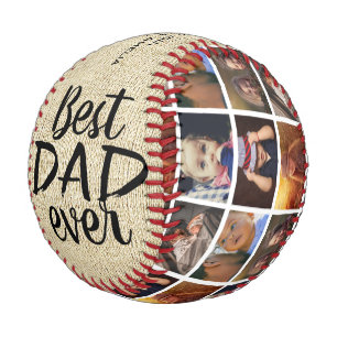 Rustic Best Dad Ever Rustikales Holz 6 Foto Collag Baseball