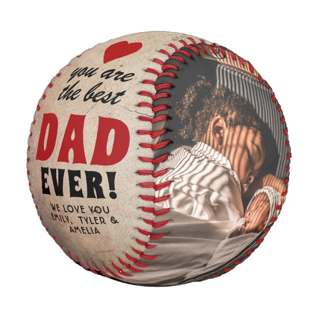 Rustic Best Dad Red Heart 2 Foto Baseball (Schrägansicht)