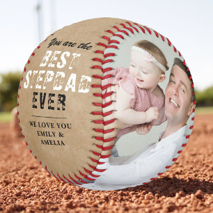 Rustic Best Stepdad Vater-Tag 2 Foto Collage Baseball
