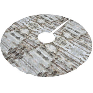 Rustic Birch Bark Wood look Brushed Polyester Tre Weihnachtsbaumdecke