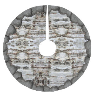 Rustic Birch Bark Wood look Polyester Weihnachtsbaumdecke