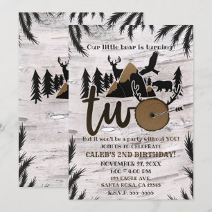 Rustic Birch Outdoor Wilderness ZWEI 2. Geburtstag Einladung