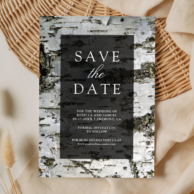 Rustic Birch Tree Bark Modern Wedding Save The Date (Von Creator hochgeladen)