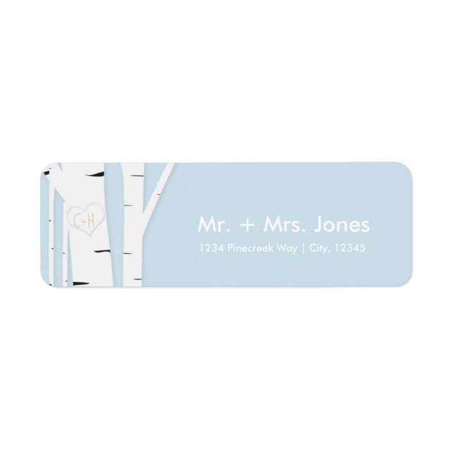 Rustic Birch Tree Heart Icy Blue Address Labels (Vorne)