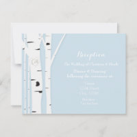 Rustic Birch Tree Heart Icy Blue Empfang Card