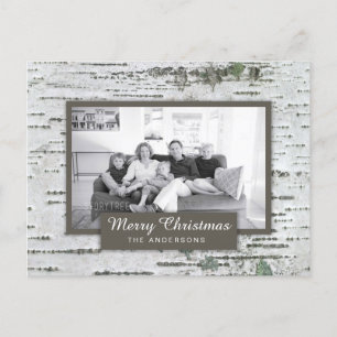 Rustic Birch Wood Christmas Foto Postcard Feiertagspostkarte
