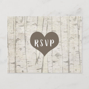 Rustic Birch Wood wedding rsvp Buffet Einladungspostkarte
