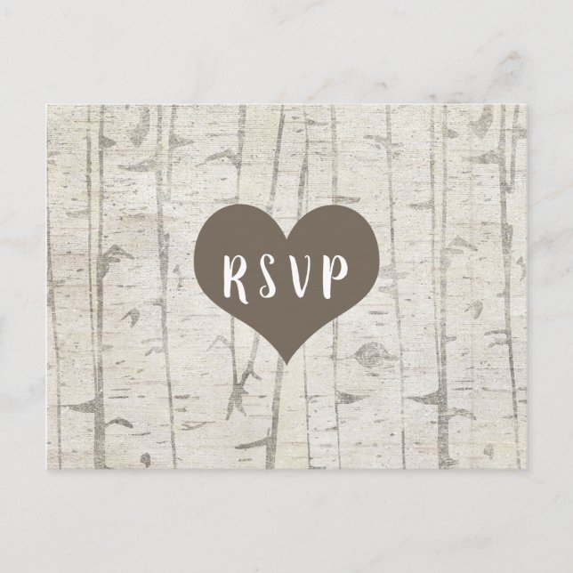 Rustic Birch Wood wedding rsvp buffet Einladungspostkarte (Vorderseite)