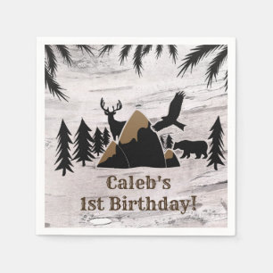 Rustic Birken Outdoor-Wildnis zum 1. Geburtstag Serviette