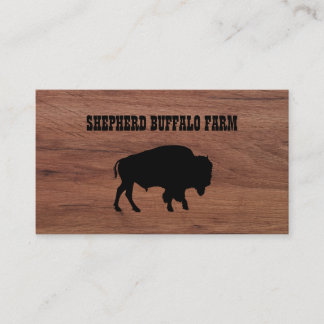 Rustic Bison Buffalo Service Wood Visitenkarte