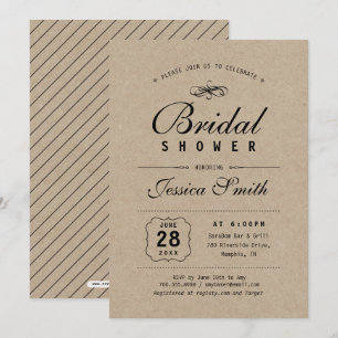 Rustic Black & Kraft Elegante Brautparty Einladung
