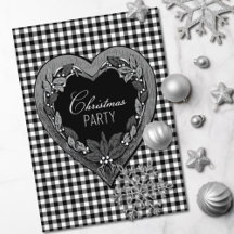Rustic Black White Heart Christmas Party 