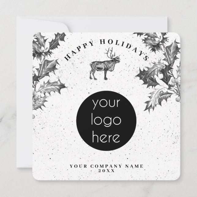 Rustic Black White Holiday Business Logo Christmas (Vorderseite)