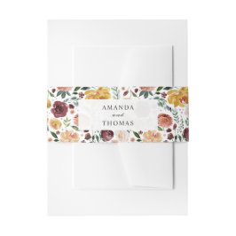 Rustic Bloom Burgundy Orange Floral Wedding Einladungsbanderole