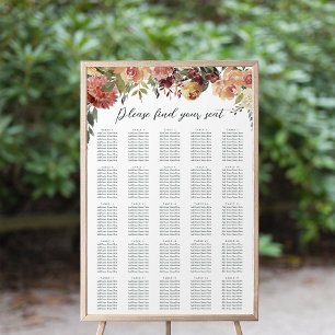 Rustic Bloom Floral XL Wedding Seating Chart Poster