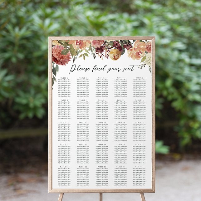 Rustic Bloom Floral XL Wedding Seating Chart Poster (Von Creator hochgeladen)