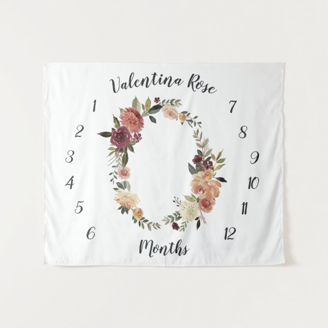 Rustic Bloom Monthly Baby Foto Hintergrund Wandteppich (Vorderseite (Horizontal))
