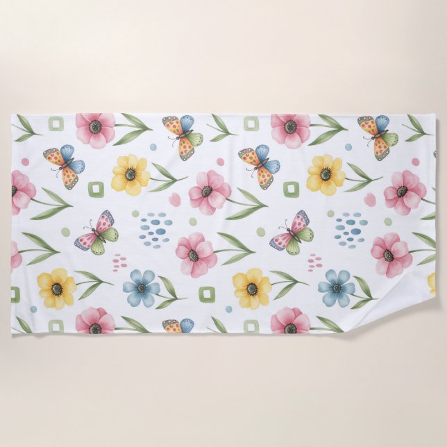 Rustic Bloom Symphony Strandtuch (Vorderseite)