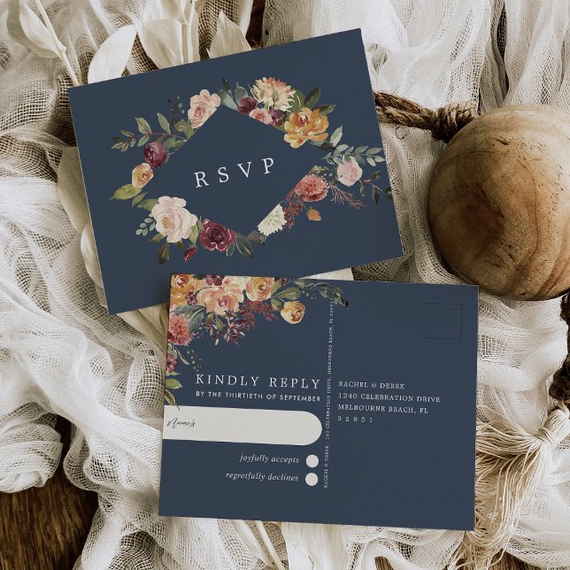 Rustic Bloom Watercolor Floral Wedding RSVP Postkarte (Von Creator hochgeladen)