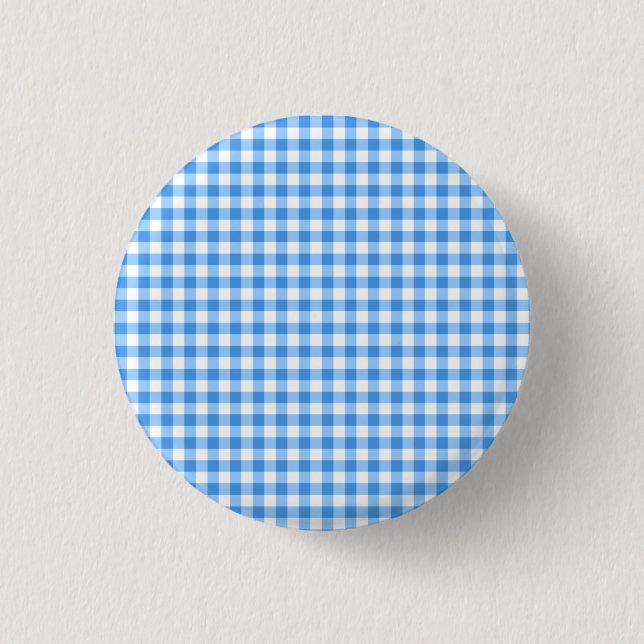 Rustic Blue And White Gingham Pattern Button (Vorderseite)