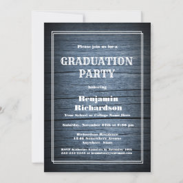 Rustic Blue Barn Wood Graduation Party Einladung
