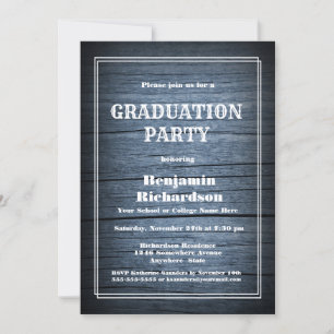 Rustic Blue Barn Wood Graduation Party Einladung