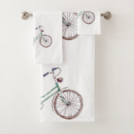 Rustic Blue Bicycle Lavender Floral Badhandtuch Set