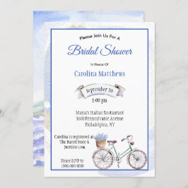Rustic Blue Bicycle Lavender Floral Brautparty Einladung