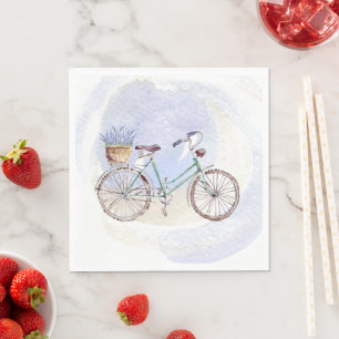 Rustic Blue Bicycle Lavender Floral Serviette