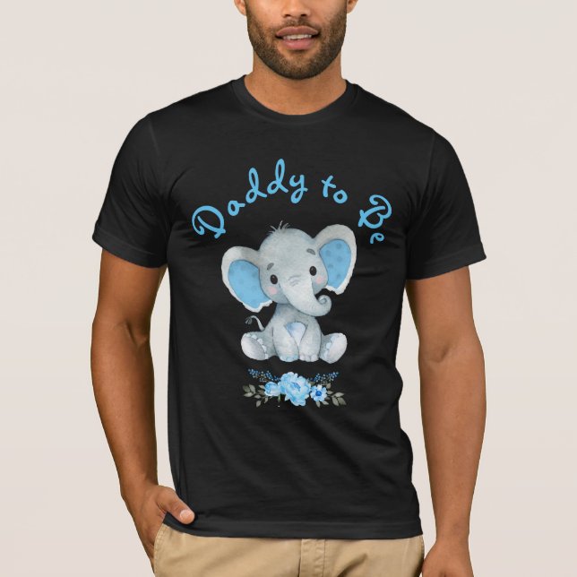 Rustic Blue Boy Elephant Daddy to Be Baby Showroom T-Shirt (Vorderseite)
