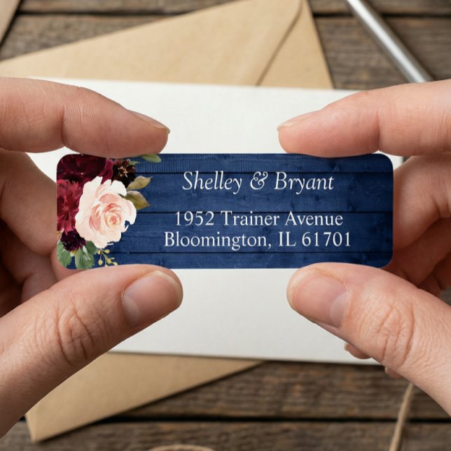 Rustic Blue Burgundy Bush Rücksendeadresse (Von Creator hochgeladen)