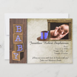 Rustic Blue Country Foto Baby Ankündigung