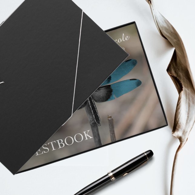 Rustic Blue Dragonfly Wedbook Gästebuch (Guests will love leaving their thought on your wedding day)