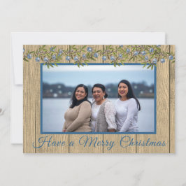 Rustic Blue Family Foto Frohe Weihnachten