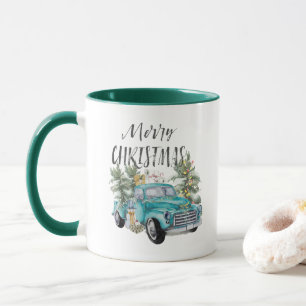 Rustic Blue Farmhouse LKW Weihnachten Tasse