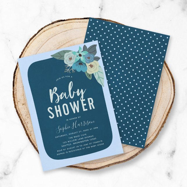 Rustic Blue Floral Baby Dusche Einladung (Von Creator hochgeladen)
