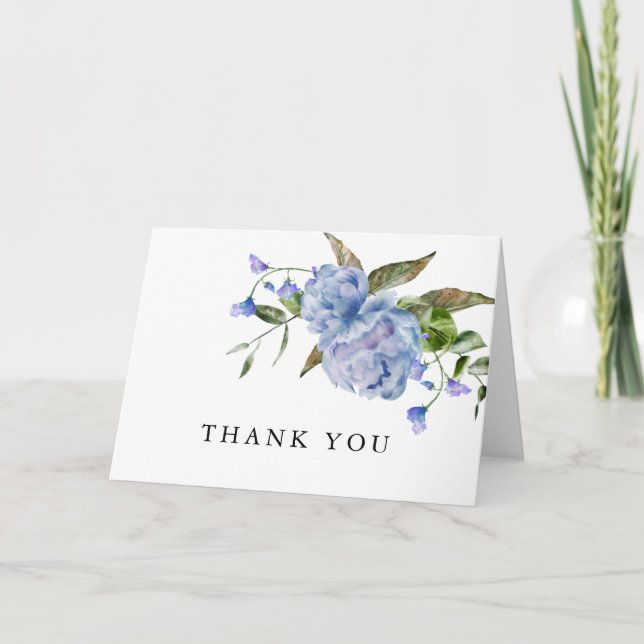 Rustic Blue Floral Brautparty Danke Karte (Vorderseite)